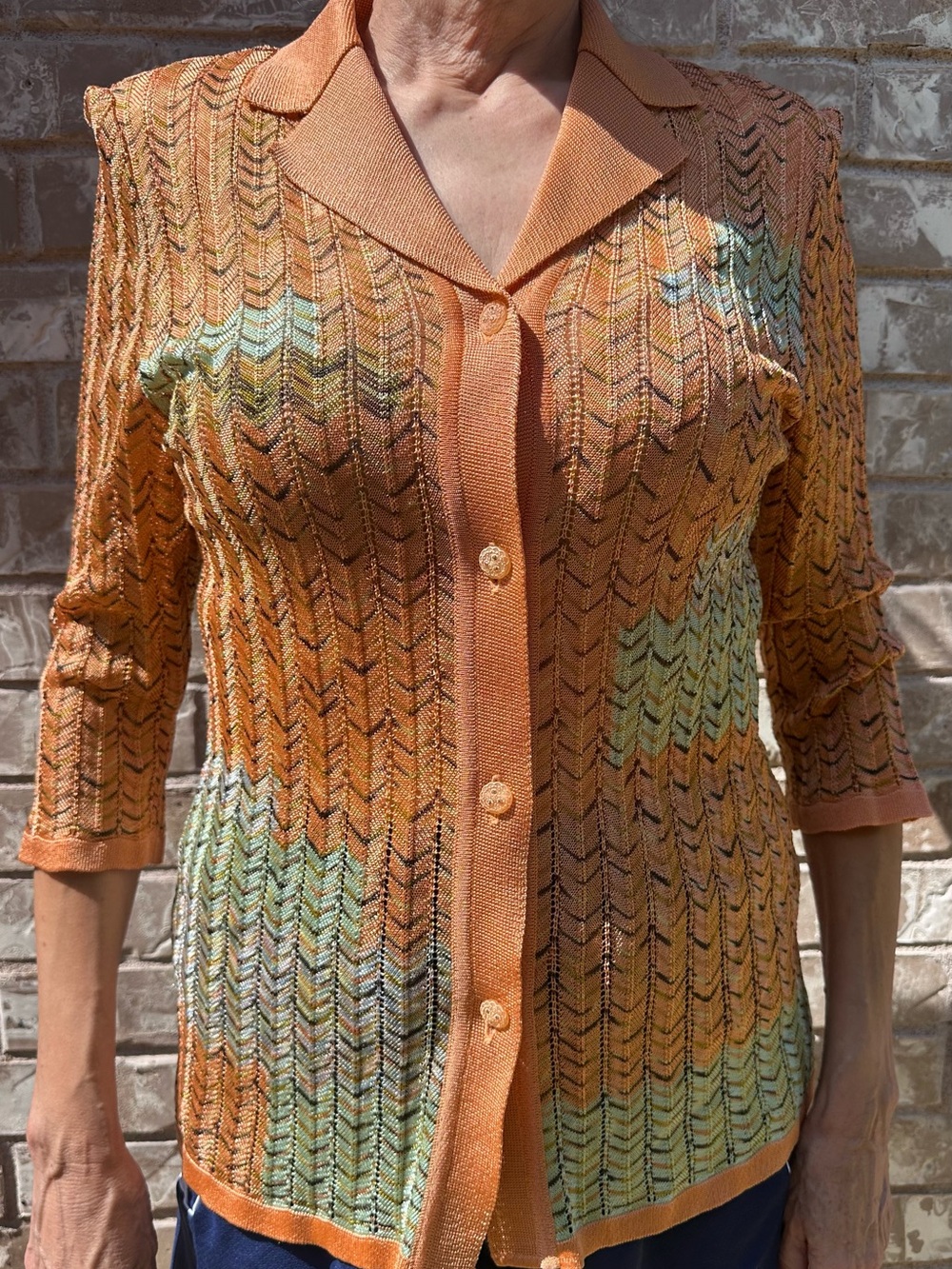 Vintage “Missoni-Inspired” Chevron Knit Top